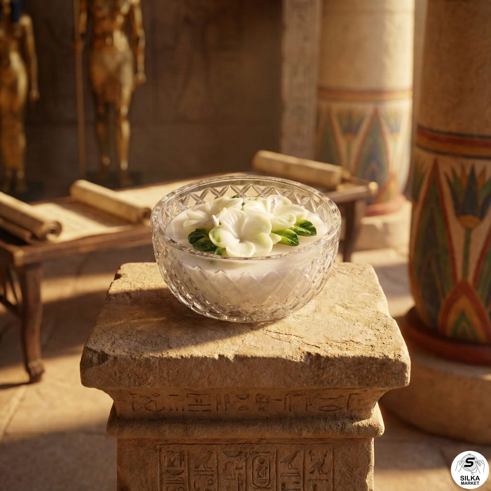 شمعة معطرة في مرطبان زجاجي مزين بالورود