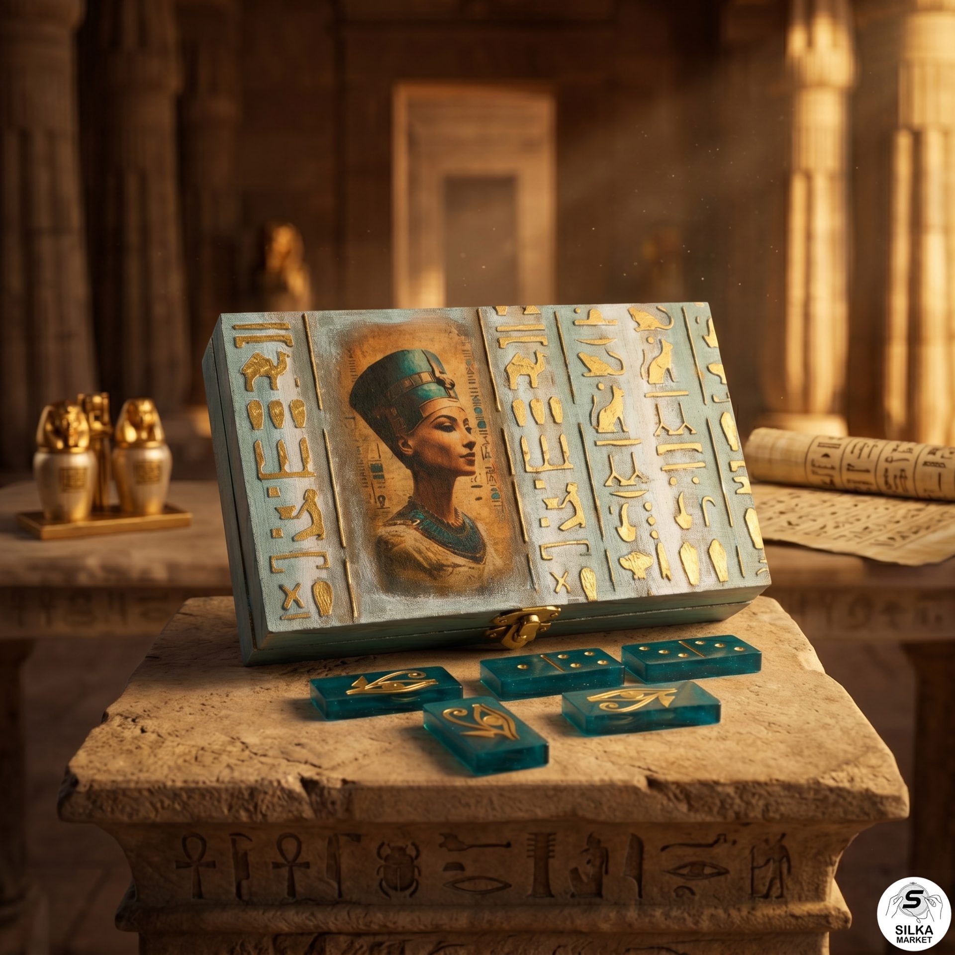 Domino Resin game, authentic Pharaonic style